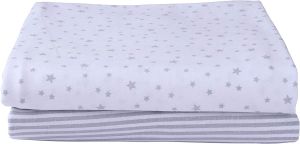 CLAIR DE LUNE Moses Basket Fitted Sheets Stars & Stripes Grey